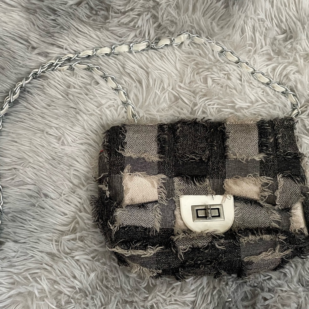 Lightweight,Business Casual Mini Colorblock Flap Square Bag Raw Hem Detail
